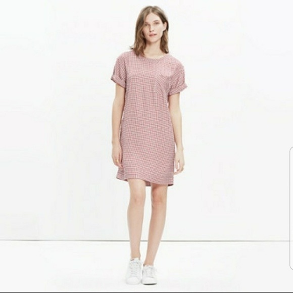 Madewell Dresses & Skirts - Madewell red white t-shirt dress gingham check